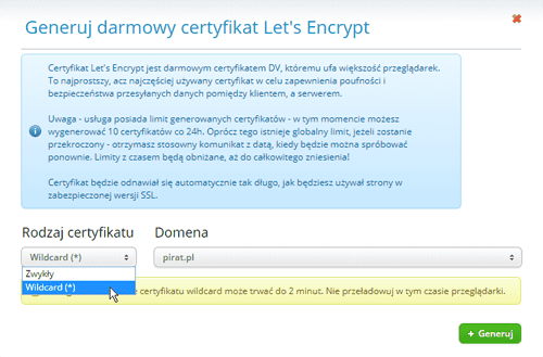 certyfikat let's encrypt